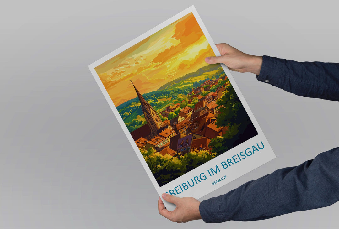 Freiburg im Breisgau Travel Print Germany Wall Art Black Forest Poster Historic Decor Gift for Nature Lover Scenic Town Art
