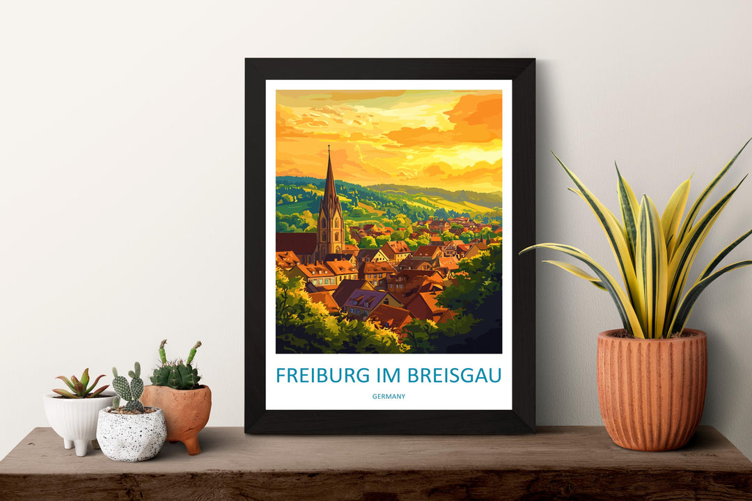 Freiburg im Breisgau Travel Print Germany Wall Art Black Forest Poster Historic Decor Gift for Nature Lover Scenic Town Art