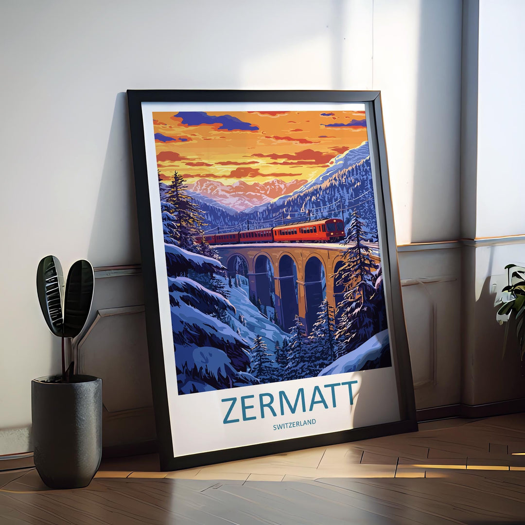 Zermatt Travel Print Zermatt Home Décor Zermatt Alps Art Print Zermatt Mountains Room Print For Swiss Mountains Gift Art Poster Art