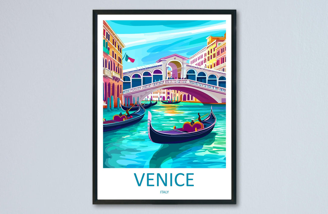 Venice Travel Print Venice Wall Art Venice Canal Decor Gondola Poster Italy Cityscape Gift for Italy Lover Romantic Europe Art Print