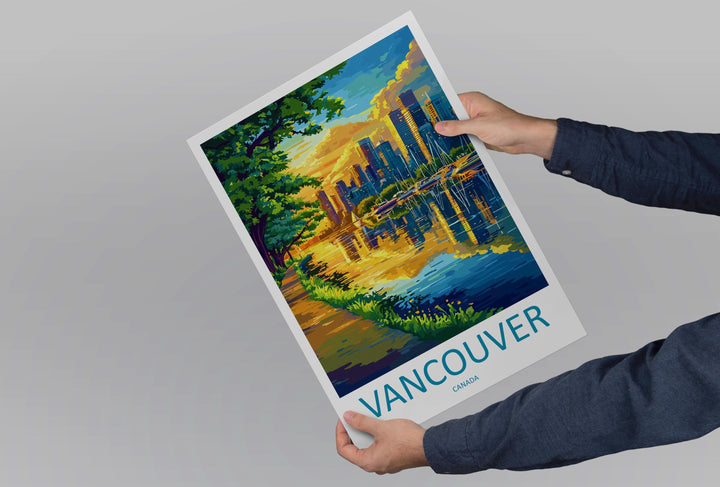 Vancouver Travel Print Vancouver Wall Art Canada City Poster Mountain Ocean Decor Gift for Nature Lover Pacific Northwest Art Print