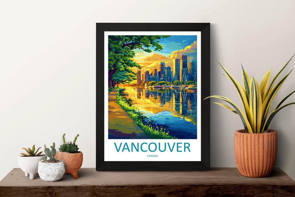 Vancouver Travel Print Vancouver Wall Art Canada City Poster Mountain Ocean Decor Gift for Nature Lover Pacific Northwest Art Print