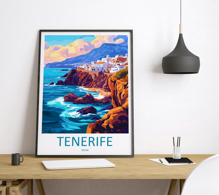 Tenerife Travel Print Tenerife Wall Art Canary Islands Poster Volcano Beach Decor Gift for Spain Lover Coastal Landscape Art Print