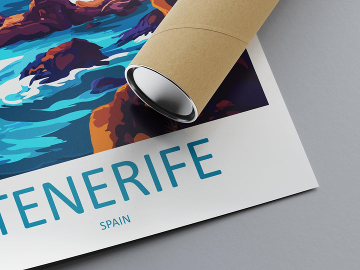 Tenerife Travel Print Tenerife Wall Art Canary Islands Poster Volcano Beach Decor Gift for Spain Lover Coastal Landscape Art Print