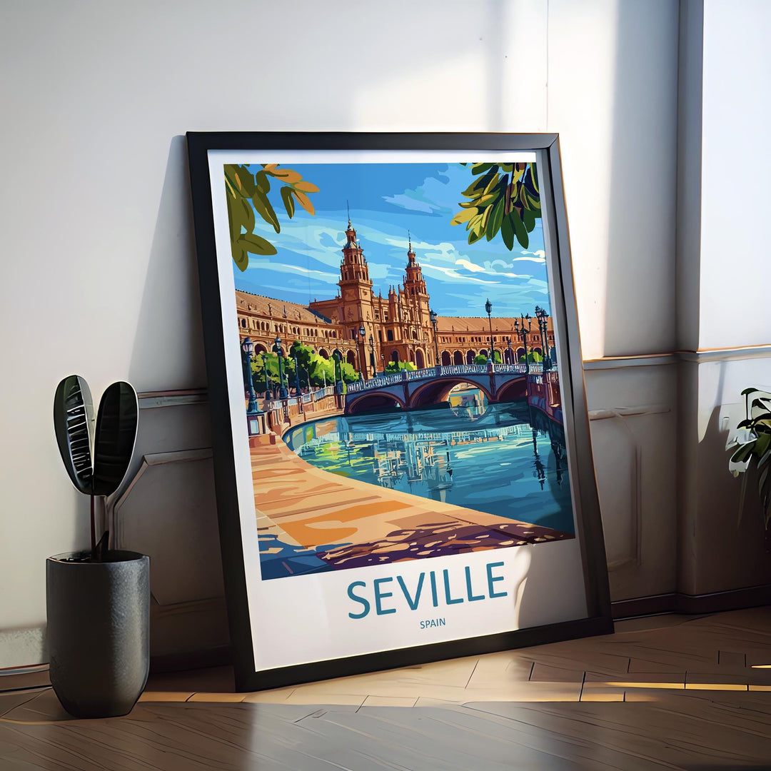 Seville Travel Print Seville Wall Art Spain City Poster Andalusia Decor Gift for Spain Lover Historic Architecture Art Print
