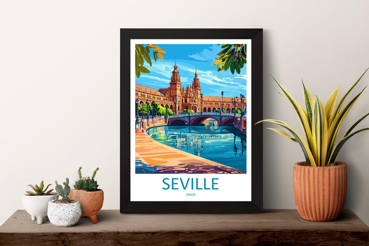 Seville Travel Print Seville Wall Art Spain City Poster Andalusia Decor Gift for Spain Lover Historic Architecture Art Print