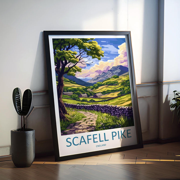 Scafell Pike Print Lake District Wall Art England Mountain Poster UK Hiking Decor Gift for Nature Lover British Landscape Art