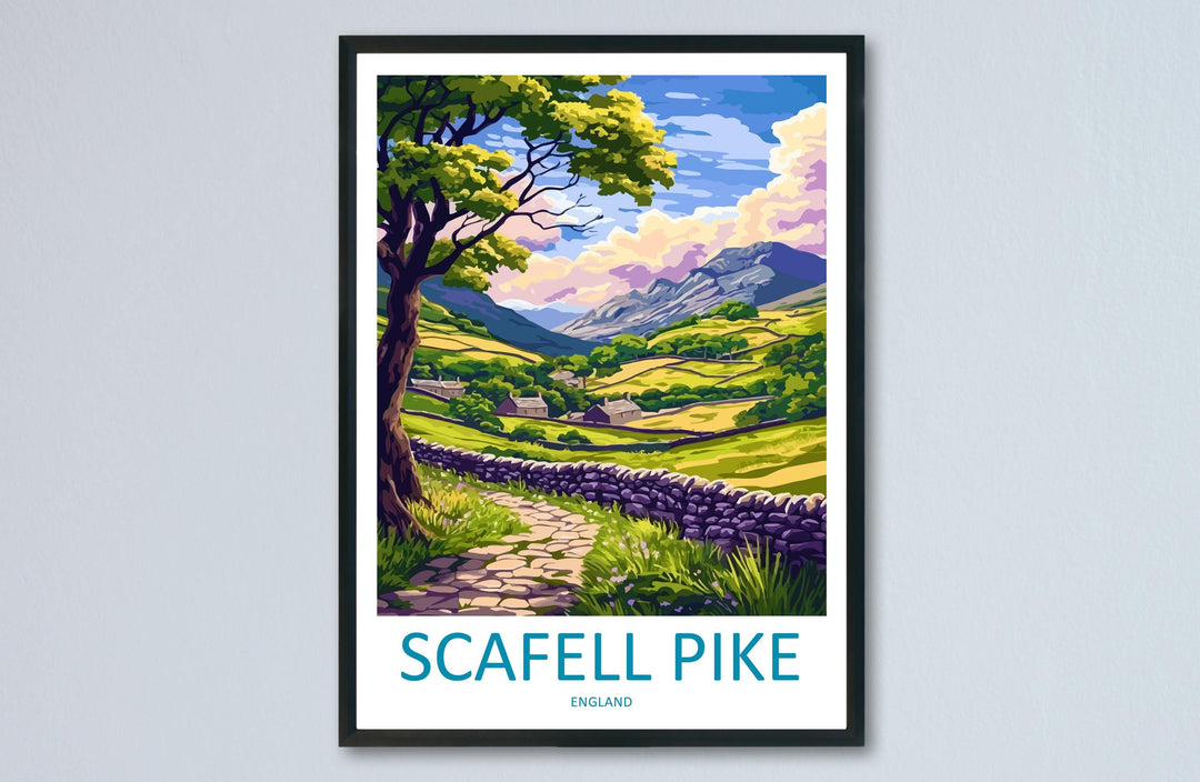 Scafell Pike Print Lake District Wall Art England Mountain Poster UK Hiking Decor Gift for Nature Lover British Landscape Art