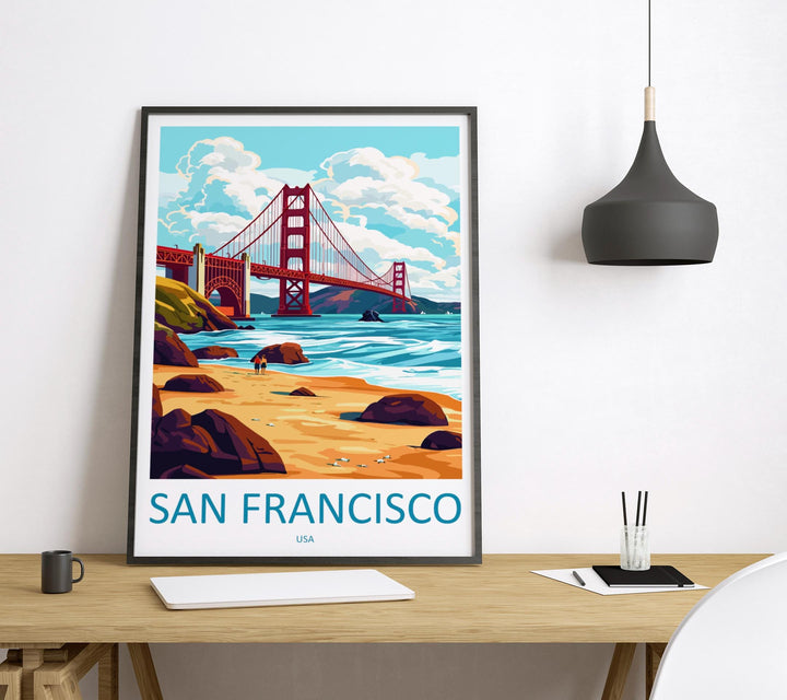 San Francisco Travel Print San Francisco Wall Art Golden Gate Poster California Decor Gift for City Lover West Coast Art Print