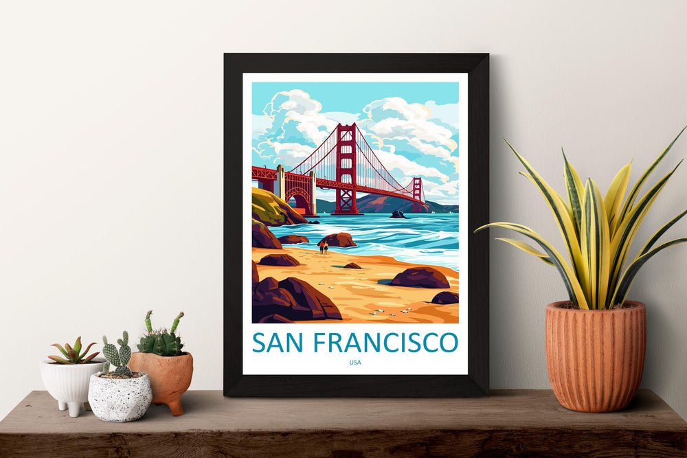 San Francisco Travel Print San Francisco Wall Art Golden Gate Poster California Decor Gift for City Lover West Coast Art Print