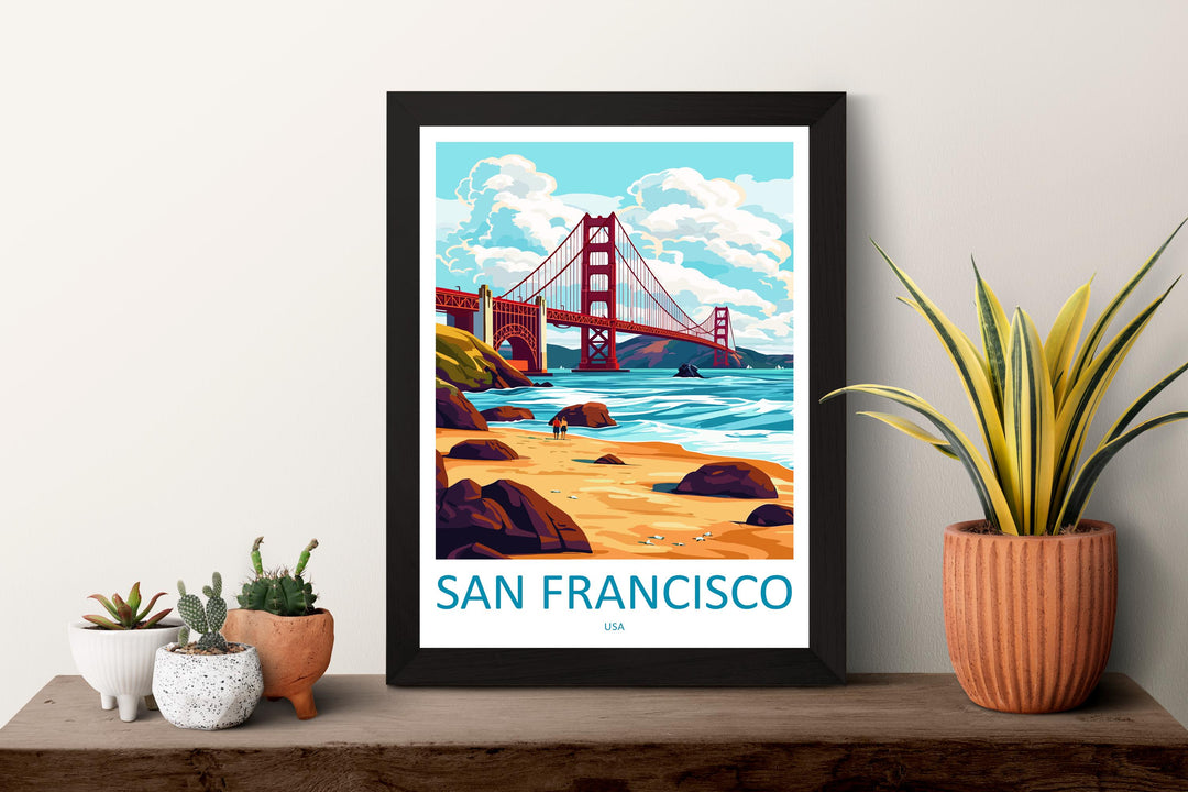 San Francisco Travel Print San Francisco Wall Art Golden Gate Poster California Decor Gift for City Lover West Coast Art Print
