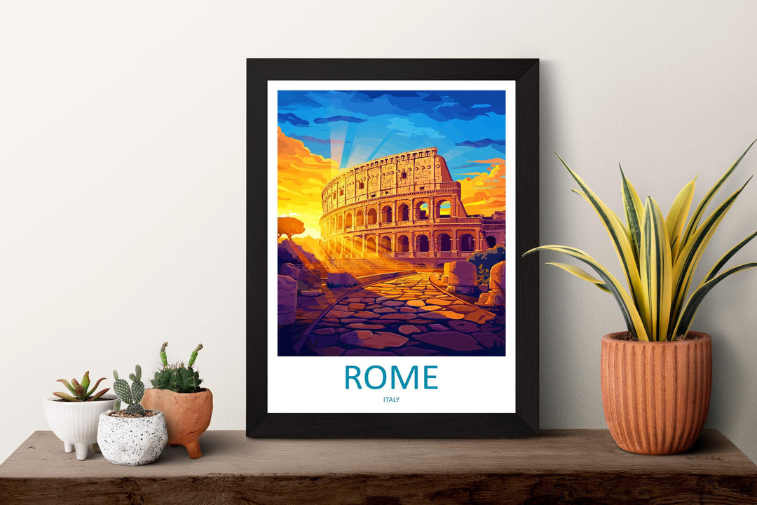 Rome Travel Print Rome Wall Art Italy City Poster Ancient Ruins Decor Gift for History Lover Colosseum Roman Architecture Art