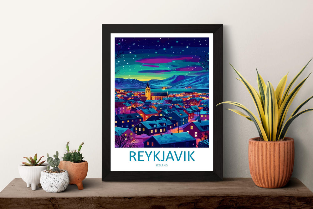 Reykjavik Travel Print Iceland Wall Art Reykjavik City Poster Nordic Decor Gift for Arctic Lover Coastal Landscape Art Print