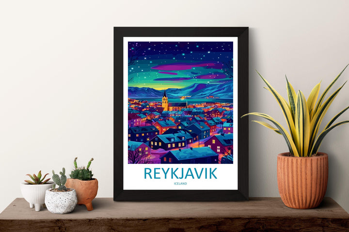Reykjavik Travel Print Iceland Wall Art Reykjavik City Poster Nordic Decor Gift for Arctic Lover Coastal Landscape Art Print
