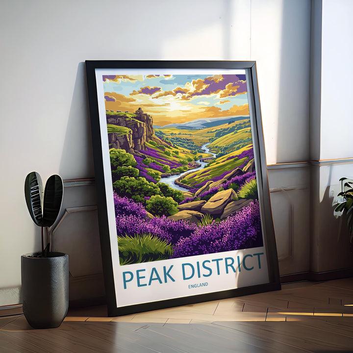 Peak District Travel Print UK Wall Art National Park Poster Countryside Decor Gift for Hiker Lover British Landscape Art Print