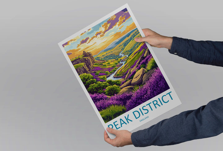 Peak District Travel Print UK Wall Art National Park Poster Countryside Decor Gift for Hiker Lover British Landscape Art Print