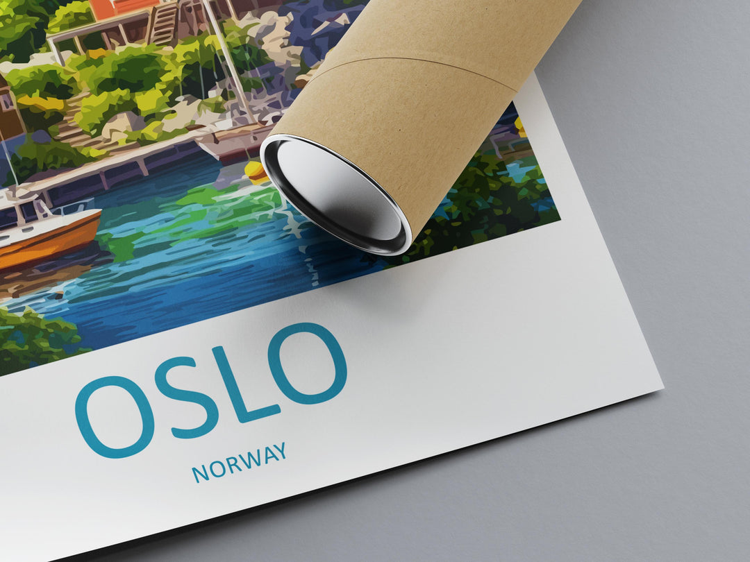 Oslo Travel Print Norway Wall Art Oslo City Poster Scandinavian Decor Gift for Nordic Lover Coastal Landscape Art Print