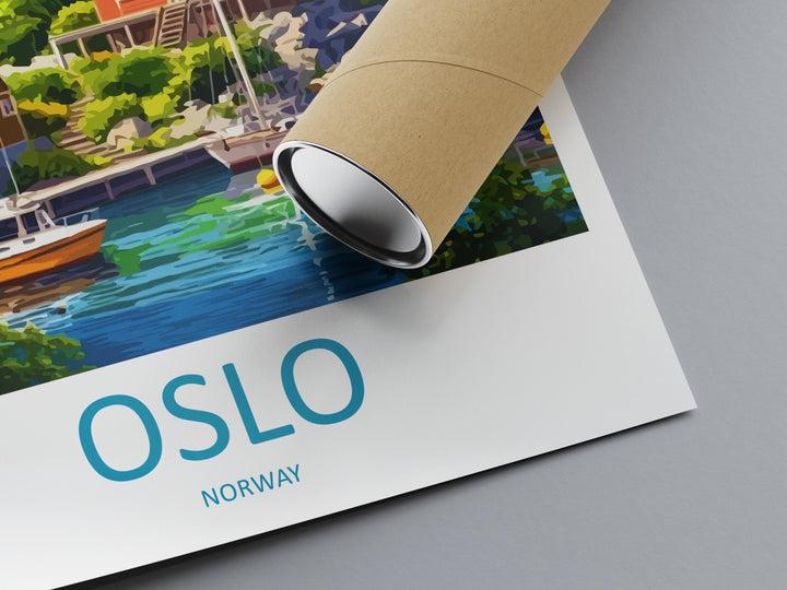 Oslo Travel Print Norway Wall Art Oslo City Poster Scandinavian Decor Gift for Nordic Lover Coastal Landscape Art Print