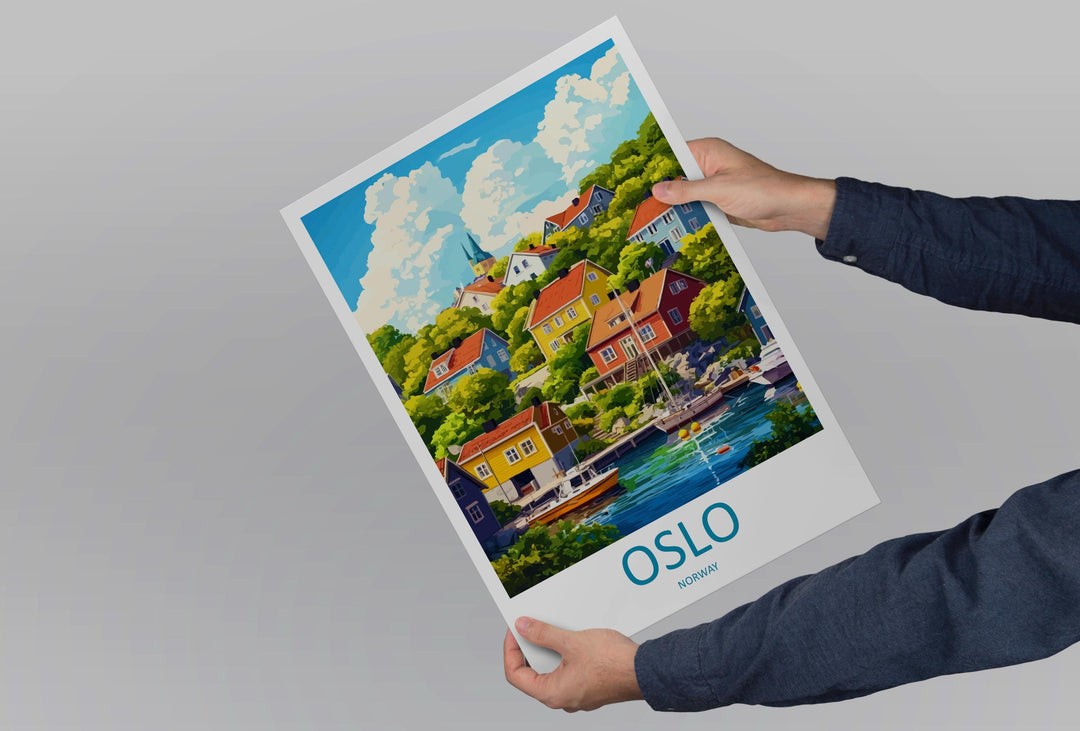 Oslo Travel Print Norway Wall Art Oslo City Poster Scandinavian Decor Gift for Nordic Lover Coastal Landscape Art Print