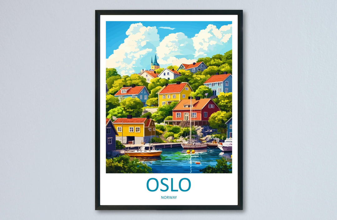 Oslo Travel Print Norway Wall Art Oslo City Poster Scandinavian Decor Gift for Nordic Lover Coastal Landscape Art Print