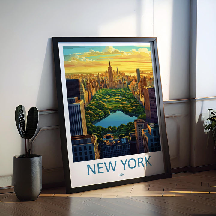New York Travel Print NYC Wall Art Manhattan City Poster Skyline Decor Gift for City Lover Empire State Building Art Print