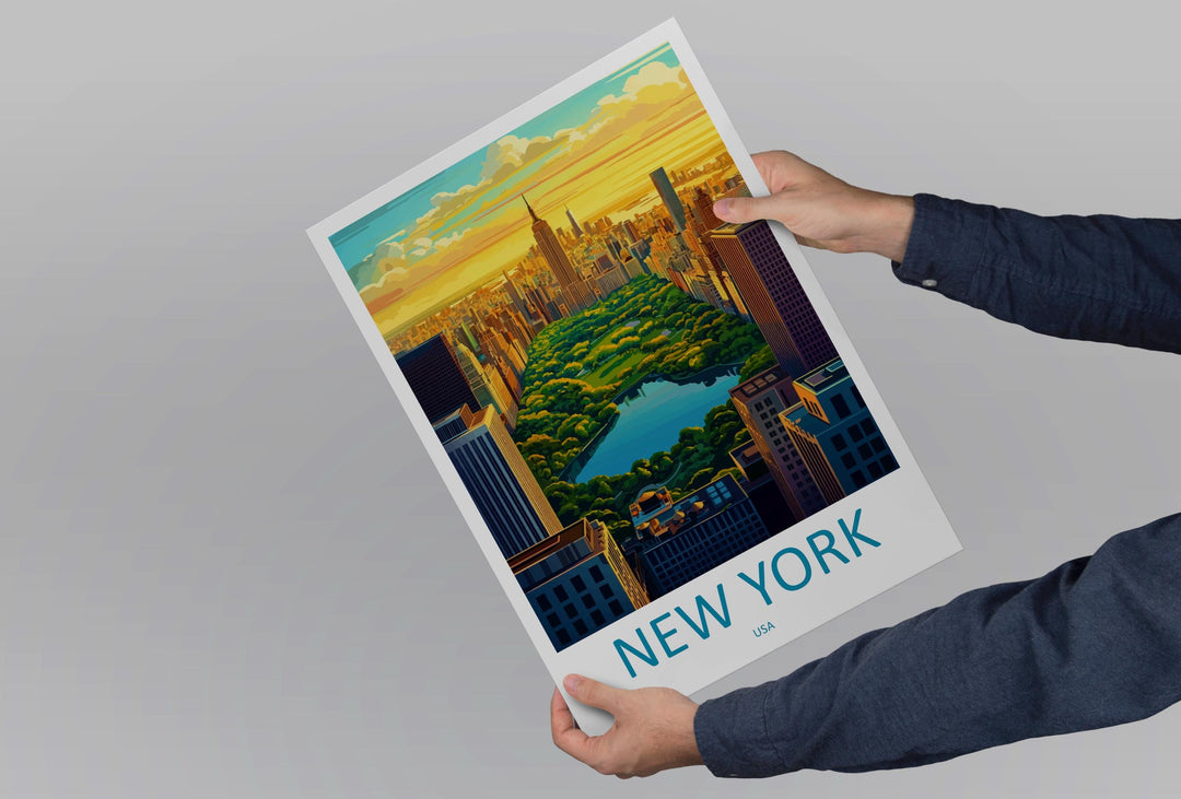 New York Travel Print NYC Wall Art Manhattan City Poster Skyline Decor Gift for City Lover Empire State Building Art Print