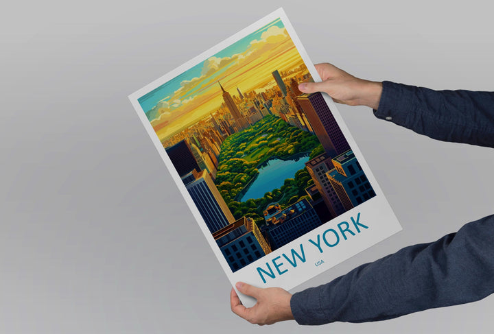 New York Travel Print NYC Wall Art Manhattan City Poster Skyline Decor Gift for City Lover Empire State Building Art Print