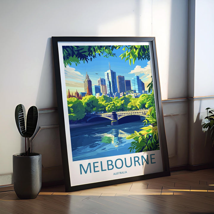 Melbourne Travel Print Australia Wall Art Melbourne City Poster Skyline Decor Gift for Urban Lover Street Art Architecture Print