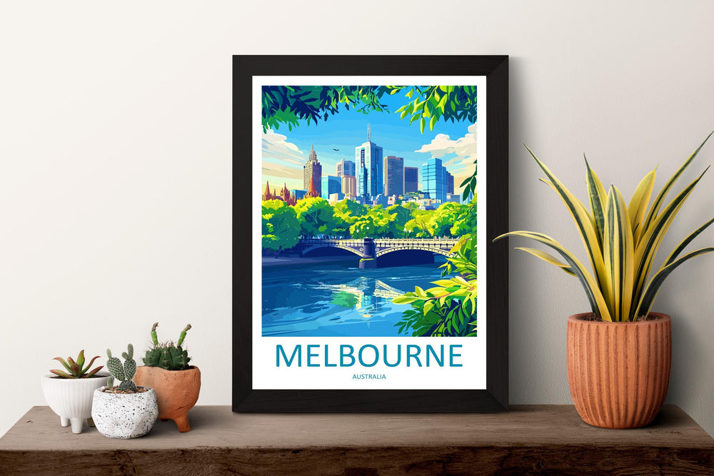 Melbourne Travel Print Australia Wall Art Melbourne City Poster Skyline Decor Gift for Urban Lover Street Art Architecture Print