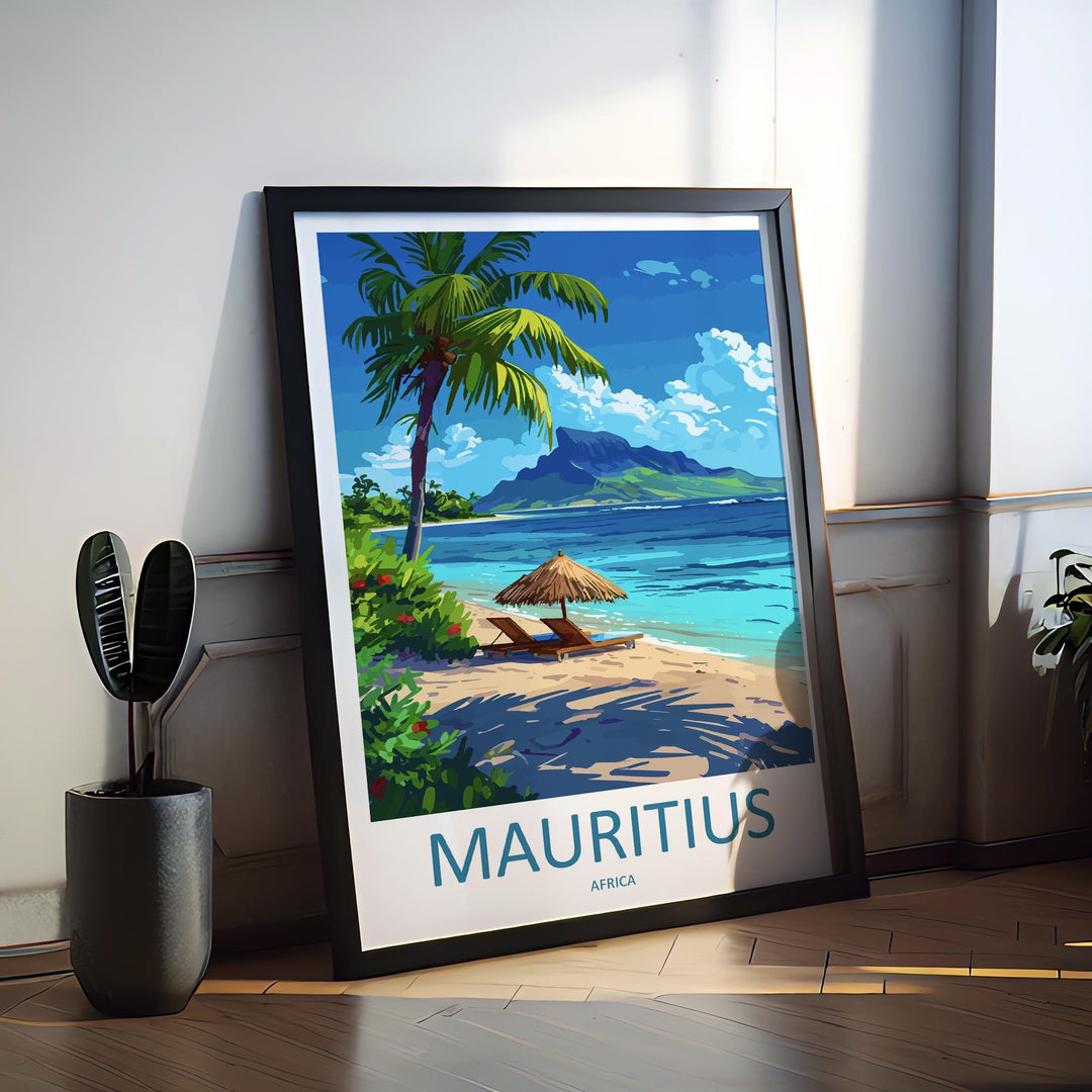 Mauritius Travel Print Island Wall Art Mauritius Poster Tropical Decor Gift for Beach Lover Indian Ocean Landscape Art Print