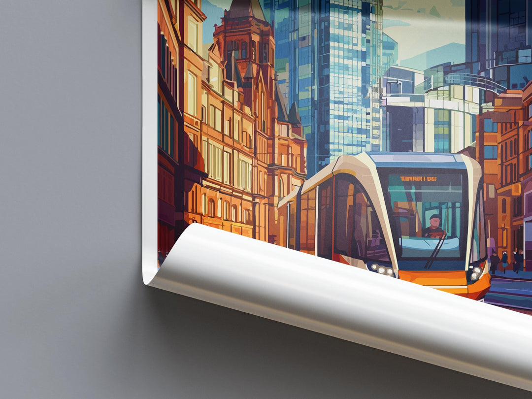 Manchester Travel Print UK Wall Art Manchester City Poster Northern England Decor Gift for Music Lover Urban Landscape Art