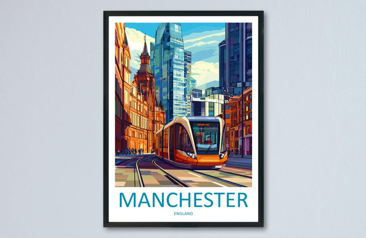 Manchester Travel Print UK Wall Art Manchester City Poster Northern England Decor Gift for Music Lover Urban Landscape Art