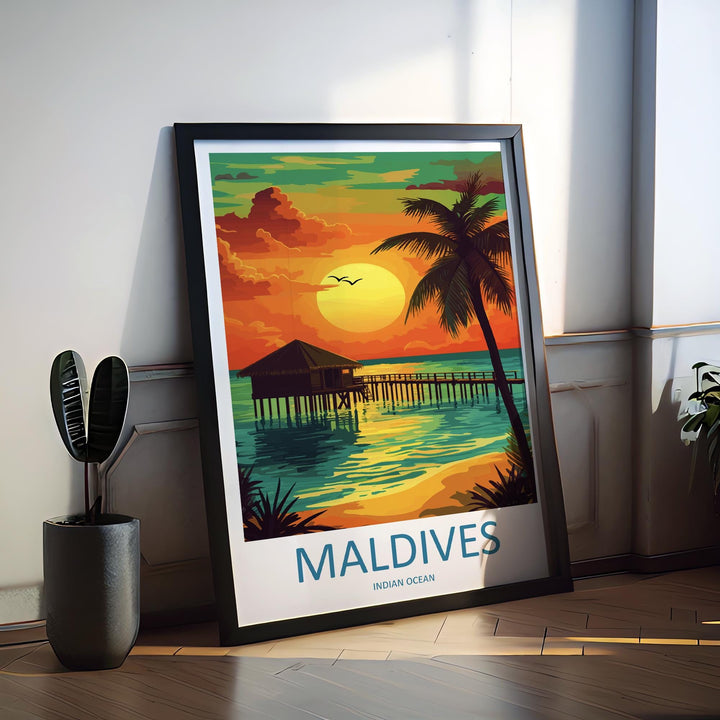 Maldives Travel Print Island Wall Art Maldives Poster Tropical Decor Gift for Beach Lover Indian Ocean Paradise Art Print