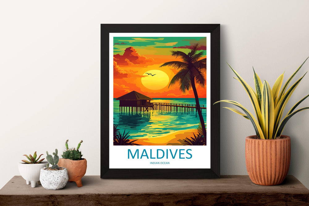 Maldives Travel Print Island Wall Art Maldives Poster Tropical Decor Gift for Beach Lover Indian Ocean Paradise Art Print