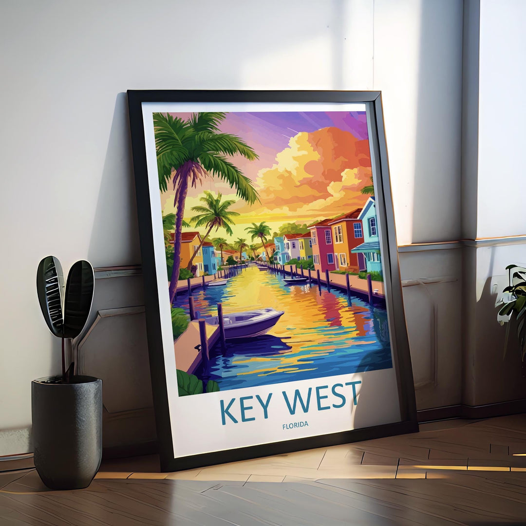 Key West Travel Print Florida Wall Art Island Poster Coastal Decor Gift for Beach Lover Tropical Sunset Landscape Art Print