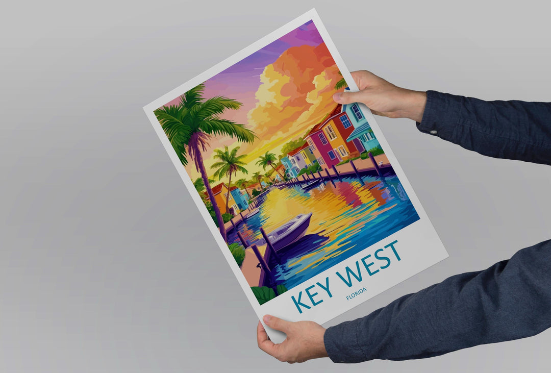 Key West Travel Print Florida Wall Art Island Poster Coastal Decor Gift for Beach Lover Tropical Sunset Landscape Art Print