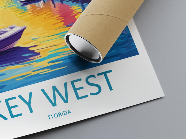 Key West Travel Print Florida Wall Art Island Poster Coastal Decor Gift for Beach Lover Tropical Sunset Landscape Art Print