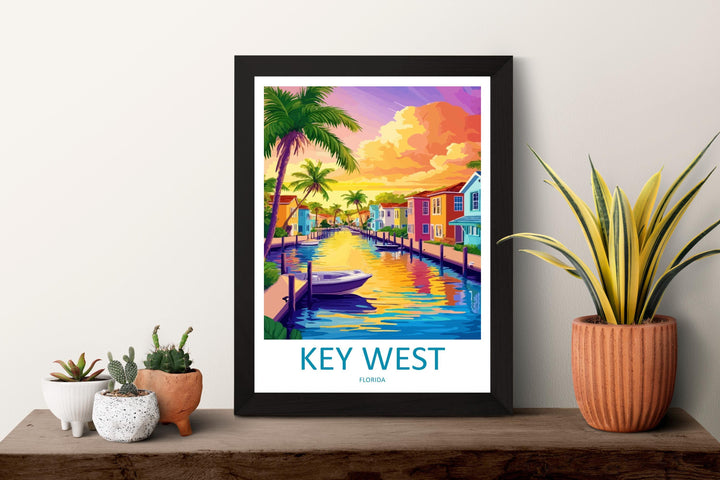 Key West Travel Print Florida Wall Art Island Poster Coastal Decor Gift for Beach Lover Tropical Sunset Landscape Art Print