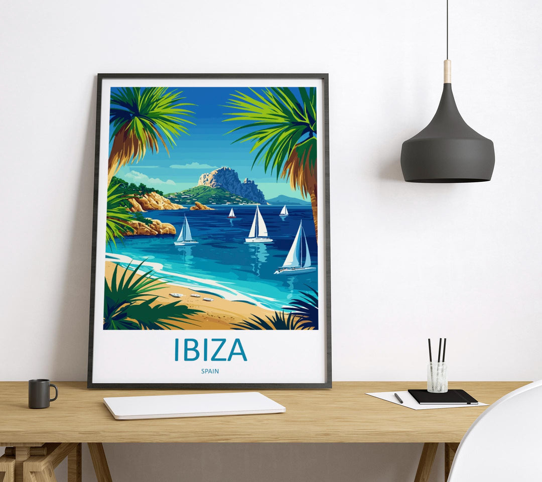 Ibiza Travel Print Spain Wall Art Island Poster Coastal Decor Gift for Beach Lover Balearic Landscape Sunset Art Print