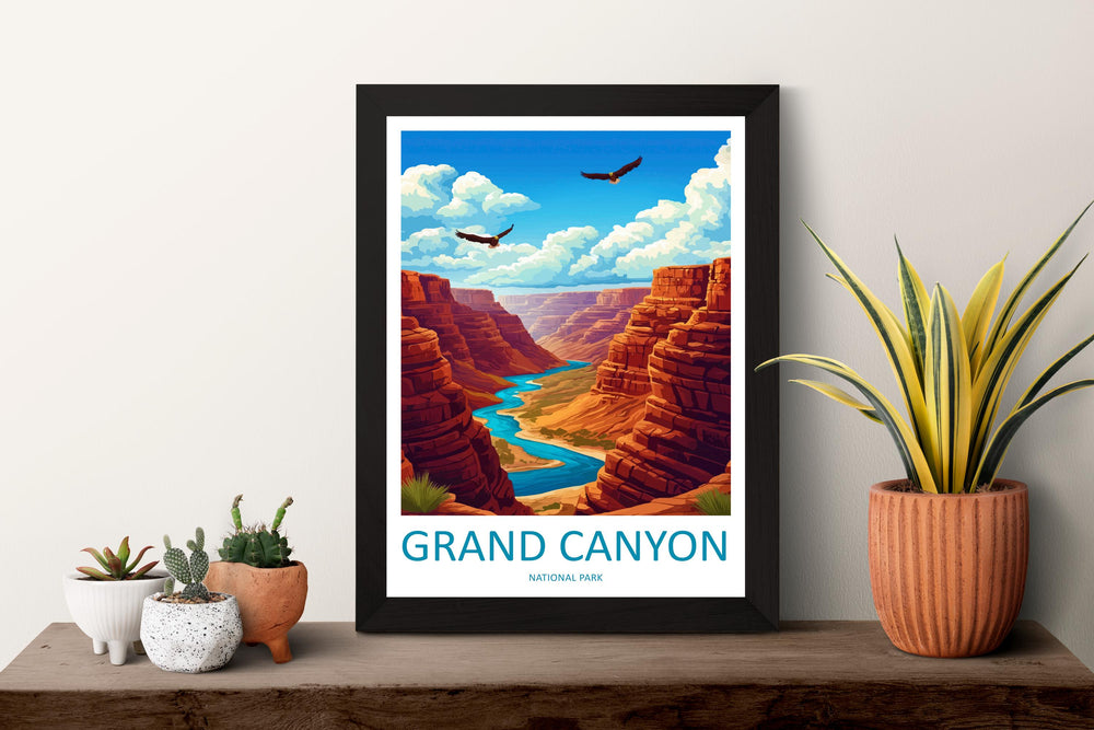 Grand Canyon Travel Print USA Wall Art Arizona Landscape Poster Nature Decor Gift for Adventure Lover National Park Art Print