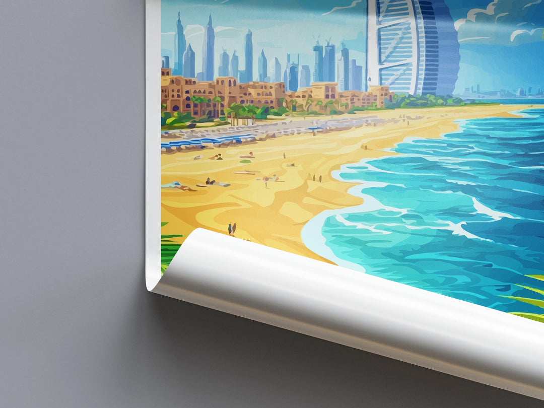 Dubai Travel Print UAE Wall Art City Skyline Poster Modern Decor Gift for Architecture Lover Desert Landscape Art Print