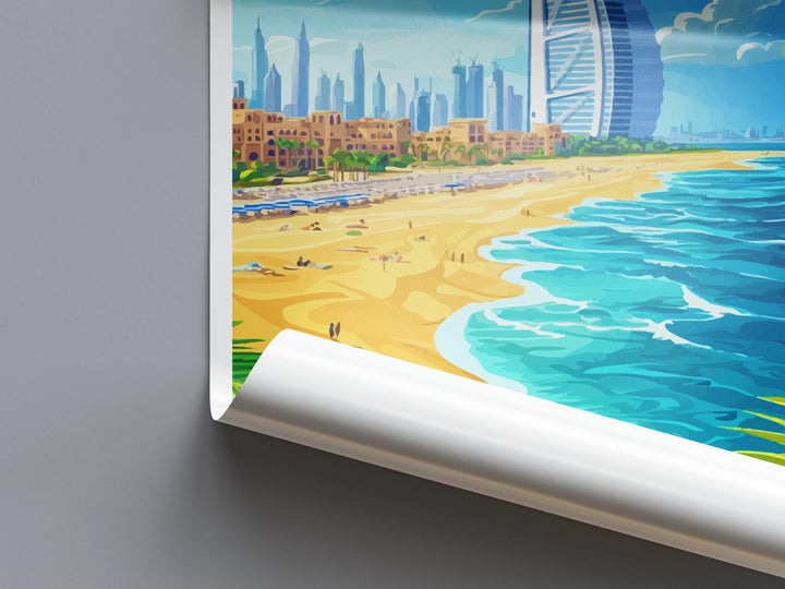 Dubai Travel Print UAE Wall Art City Skyline Poster Modern Decor Gift for Architecture Lover Desert Landscape Art Print