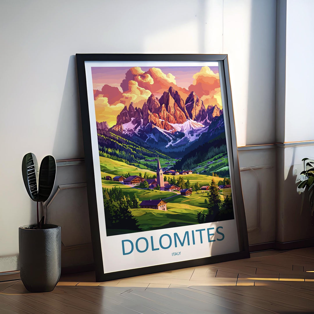 Dolomites Travel Print Italy Wall Art Mountain Landscape Poster Alpine Decor Gift for Nature Lover Scenic Hiking Art Print