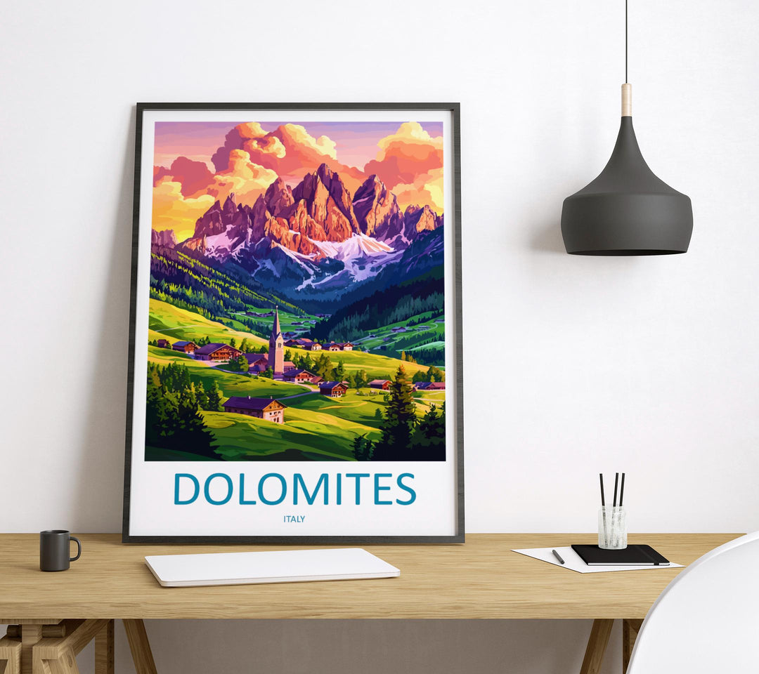 Dolomites Travel Print Italy Wall Art Mountain Landscape Poster Alpine Decor Gift for Nature Lover Scenic Hiking Art Print