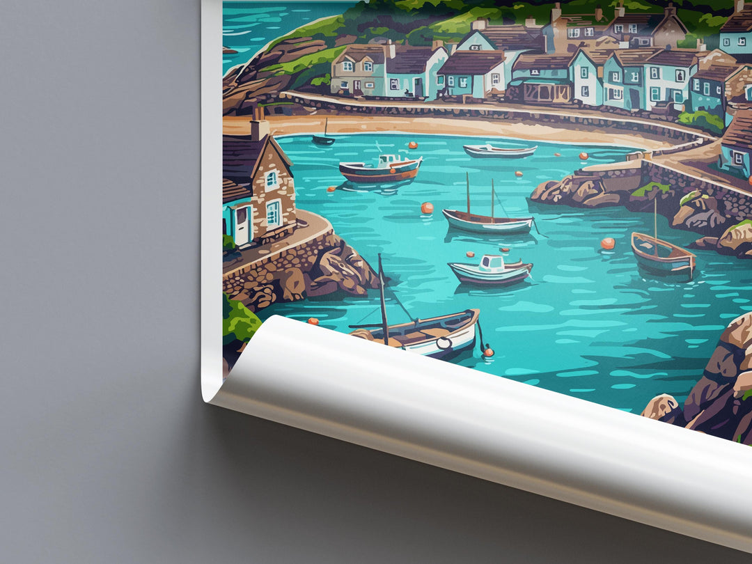 Cornwall Travel Print UK Wall Art Coastal Landscape Poster Seaside Decor Gift for Beach Lover British Nature Art Print