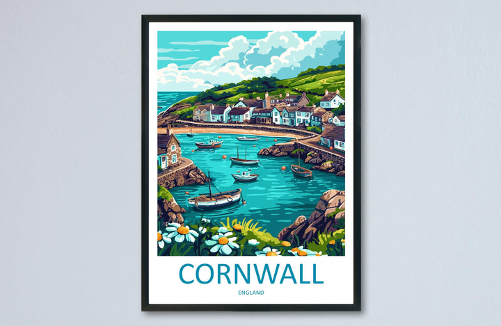 Cornwall Travel Print UK Wall Art Coastal Landscape Poster Seaside Decor Gift for Beach Lover British Nature Art Print