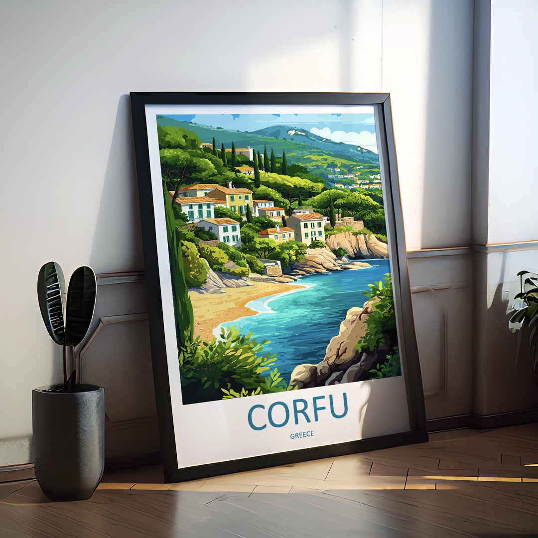 Corfu Travel Print Greece Wall Art Island Landscape Poster Coastal Decor Gift for Beach Lover Mediterranean Nature Art Print
