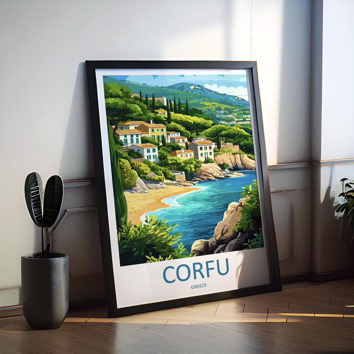 Corfu Travel Print Greece Wall Art Island Landscape Poster Coastal Decor Gift for Beach Lover Mediterranean Nature Art Print