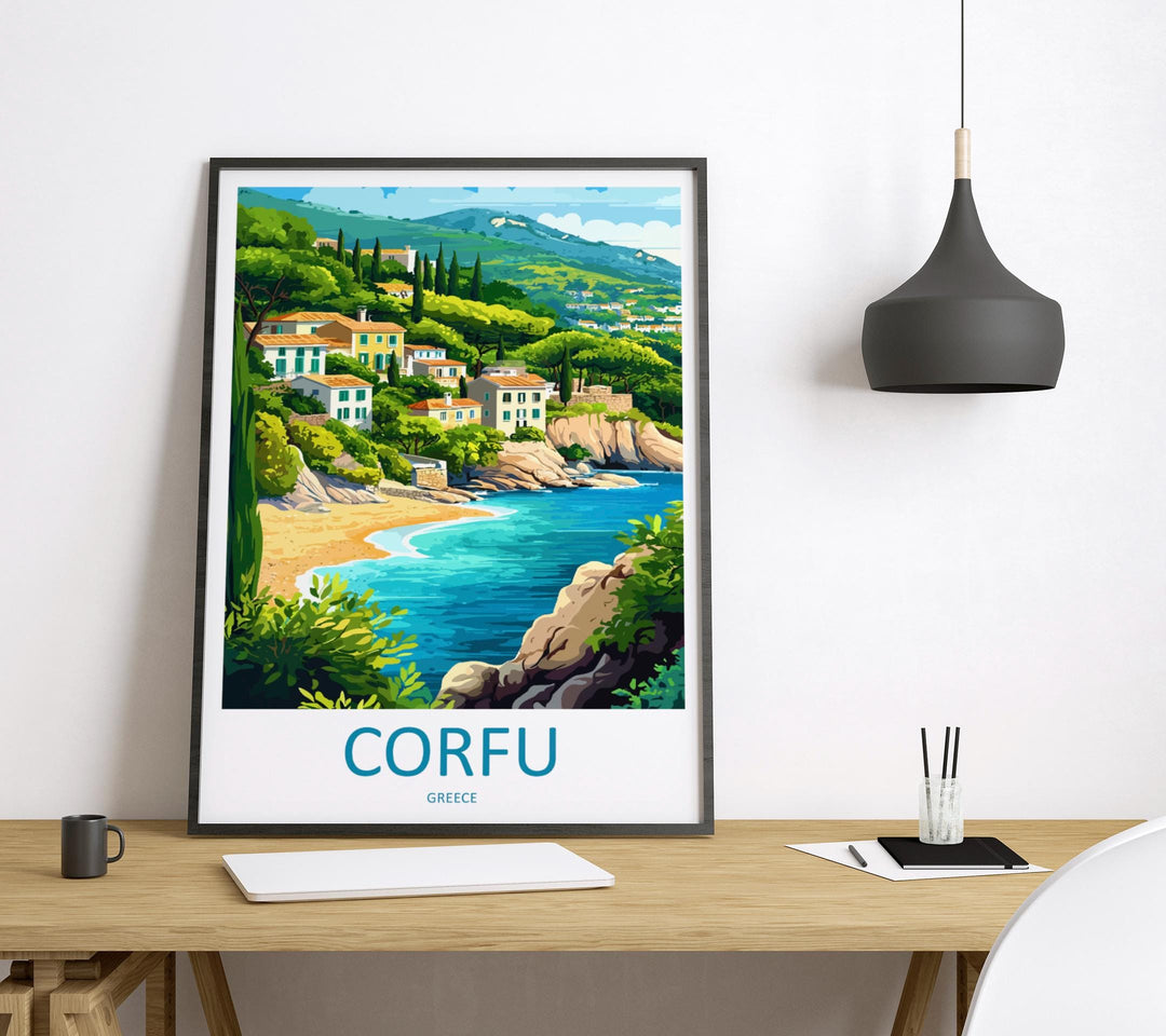 Corfu Travel Print Greece Wall Art Island Landscape Poster Coastal Decor Gift for Beach Lover Mediterranean Nature Art Print