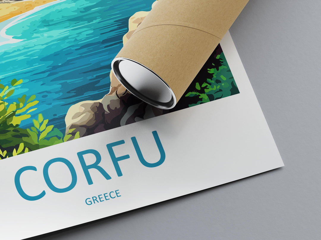 Corfu Travel Print Greece Wall Art Island Landscape Poster Coastal Decor Gift for Beach Lover Mediterranean Nature Art Print